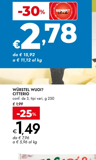 WÜRSTEL WUOI? CITTERIO conf. da 3, tipi vari, g 250