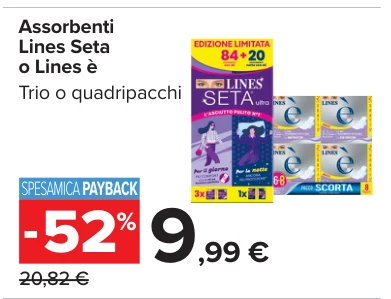 Assorbenti Lines Seta o Lines è Trio o quadripacchi
