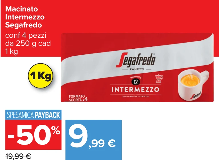 Macinato Intermezzo Segafredo conf 4 pezzi da 250 g cad 1 kg