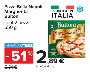 Pizza Bella Napoli Margherita Buitoni conf 2 pezzi 650 g