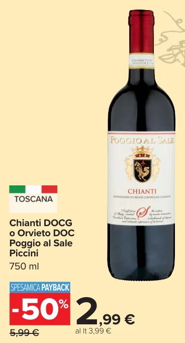 Chianti DOCG o Orvieto DOC Poggio al Sale Piccini 750 ml