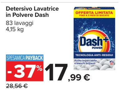 Detersivo Lavatrice in Polvere Dash 83 lavaggi 4,15 kg