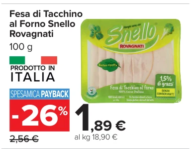 Fesa di Tacchino al Forno Snello Rovagnati 100 g