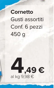 Cornetto Gusti assortiti Conf. 6 pezzi 450 g