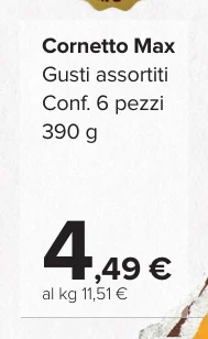 Cornetto Max Gusti assortiti Conf. 6 pezzi 390 g