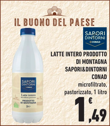 Latte intero di montagna Sapori & Dintorni Conad
