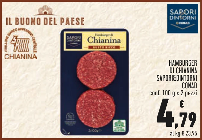 HAMBURGER DI CHIANINA SAPORI&DINTORNI CONAD