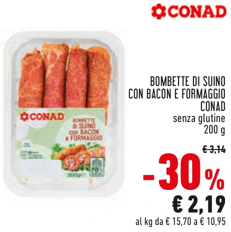 BOMBETTE DI SUINO CON BACON E FORMAGGIO CONAD