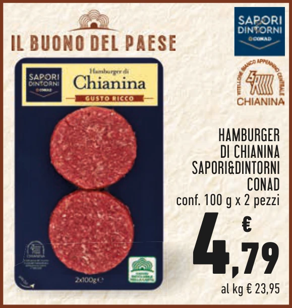 HAMBURGER DI CHIANINA SAPORI&DINTORNI CONAD