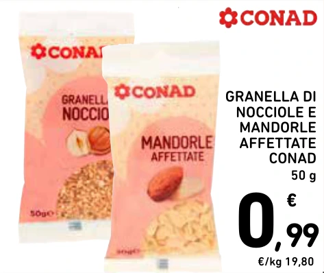 GRANELLA DI NOCCIOLE E MANDORLE AFFETTATE CONAD