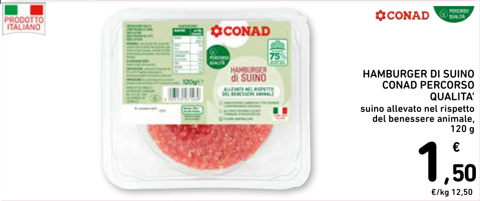 HAMBURGER DI SUINO CONAD PERCORSO QUALITA’