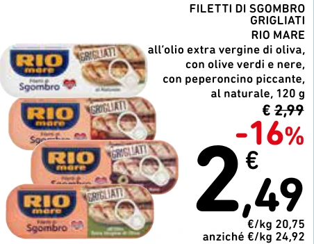 FILETTI DI SGOMBRO GRIGLIATI RIO MARE
