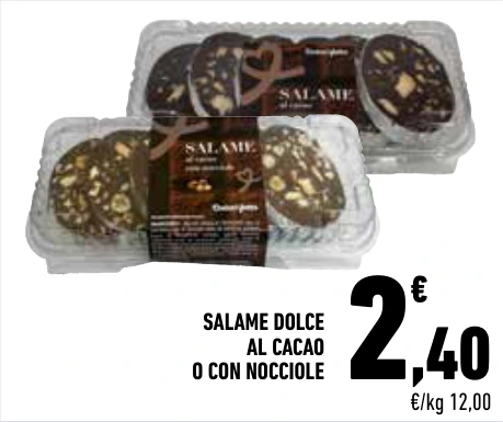 SALAME DOLCE AL CACAO O CON NOCCIOLE