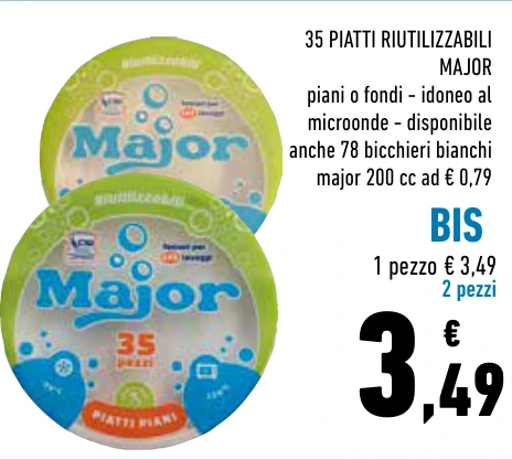35 PIATTI RIUTILIZZABILI MAJOR BIS