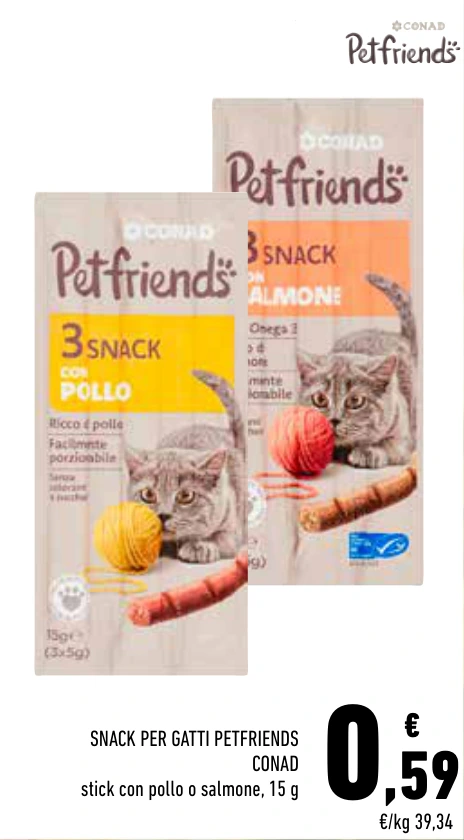 SNACK PER GATTI PETFRIENDS CONAD