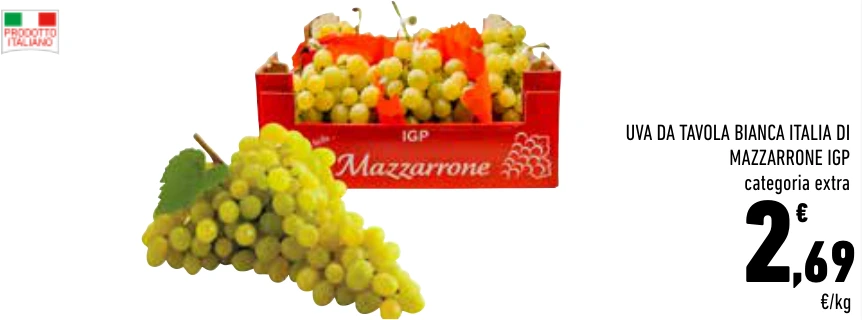 UVA DA TAVOLA BIANCA ITALIA DI MAZZARRONE IGP