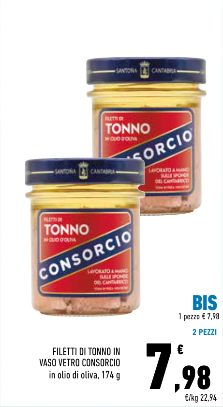 FILETTI DI TONNO IN VASO VETRO CONSORCIO