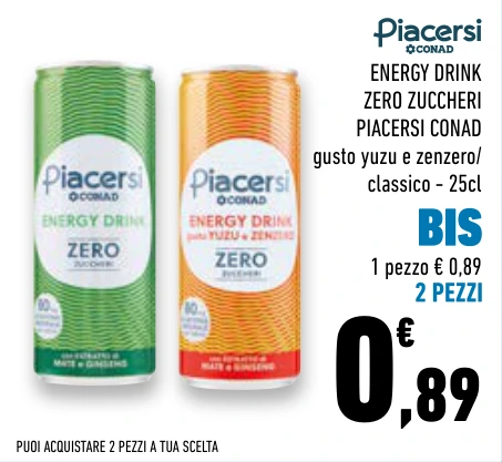ENERGY DRINK ZERO ZUCCHERI PIACERSI CONAD