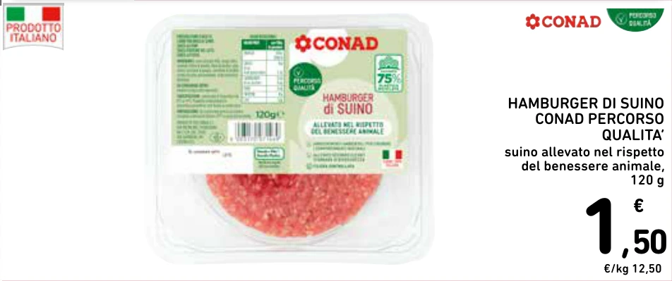 HAMBURGER DI SUINO CONAD PERCORSO QUALITA’