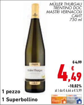 MÜLLER THURGAU TRENTINO DOC MASTRI VERNACOLI CAVIT