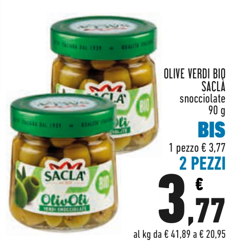 OLIVE VERDI BIO SACLÀ BIS 2 PEZZI