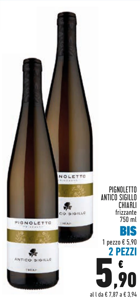 PIGNOLETTO ANTICO SIGILLO CHIARLI BIS 2 PEZZI