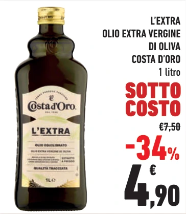 L’EXTRA OLIO EXTRA VERGINE DI OLIVA COSTA D’ORO