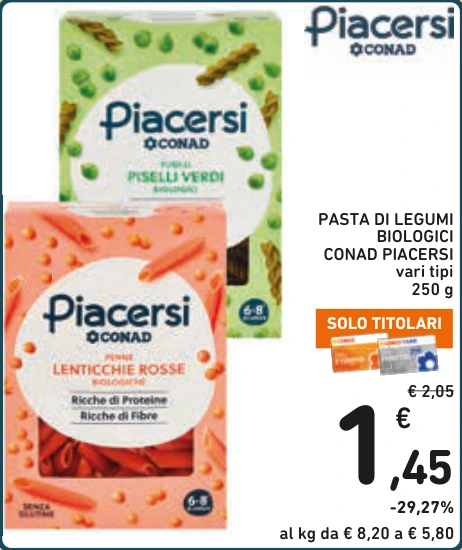 PASTA DI LEGUMI BIOLOGICI CONAD PIACERSI