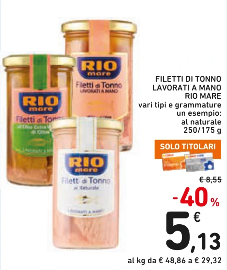 FILETTI DI TONNO LAVORATI A MANO RIO MARE
