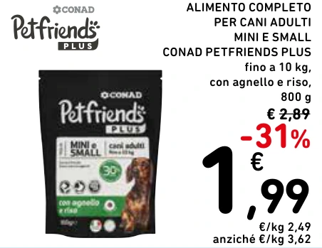 ALIMENTO COMPLETO PER CANI ADULTI MINI E SMALL CONAD PETFRIENDS PLUS
