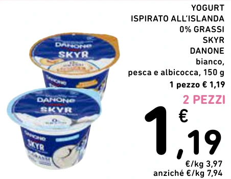 YOGURT ISPIRATO ALL’ISLANDA SKYR DANONE 2 PEZZI