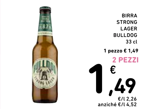 BIRRA STRONG LAGER BULLDOG 2 PEZZI