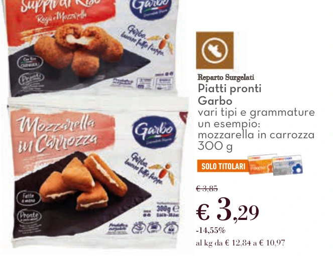 Piatti pronti Garbo mozzarella in carrozza