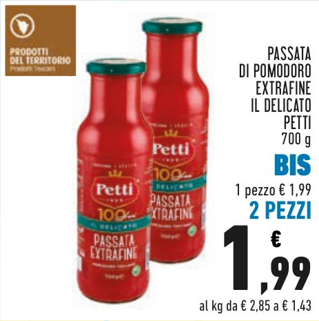 PASSATA DI POMODORO EXTRAFINE IL DELICATO PETTI BIS 2 PEZZI