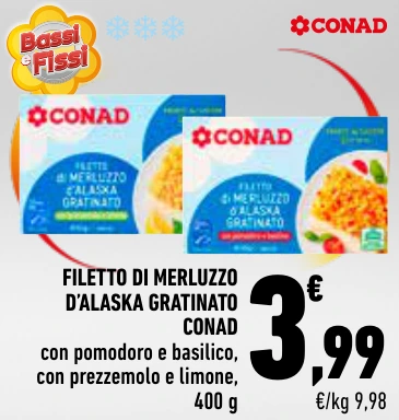 FILETTO DI MERLUZZO D’ALASKA GRATINATO CONAD