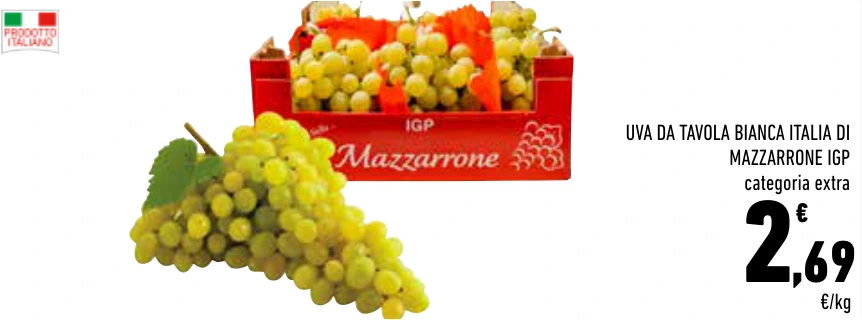 UVA DA TAVOLA BIANCA ITALIA DI MAZZARRONE IGP