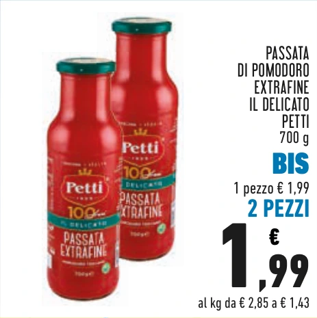 PASSATA DI POMODORO EXTRAFINE IL DELICATO PETTI BIS 2 PEZZI