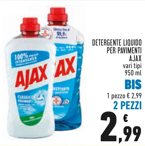 DETERGENTE LIQUIDO PER PAVIMENTI AJAX BIS 2 PEZZI