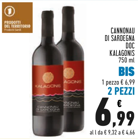 CANNONAU DI SARDEGNA DOC KALAGONIS BIS 2 PEZZI