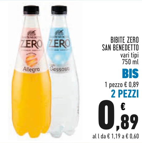BIBITE ZERO SAN BENEDETTO BIS 2 PEZZI
