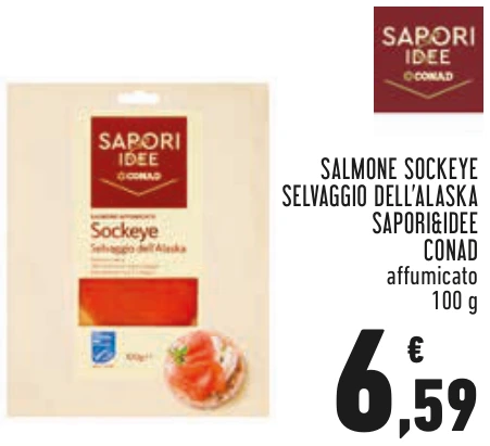 SALMONE SOCKEYE SELVAGGIO DELL’ALASKA SAPORI&IDEE CONAD