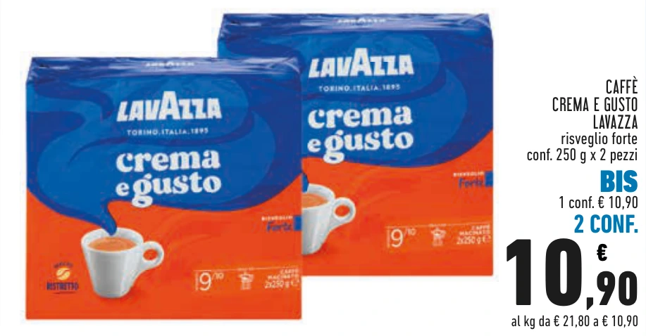 CAFFÈ CREMA E GUSTO LAVAZZA BIS 2 CONF.