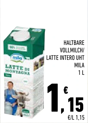 HALTBARE VOLLMILCH / LATTE INTERO UHT MILA