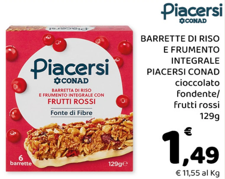 Barrette di riso e frumento integrale Piacersi Conad