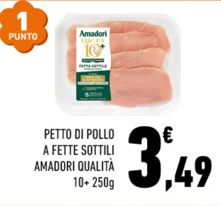 Petto di pollo a fette sottili Amadori Qualità 10+
