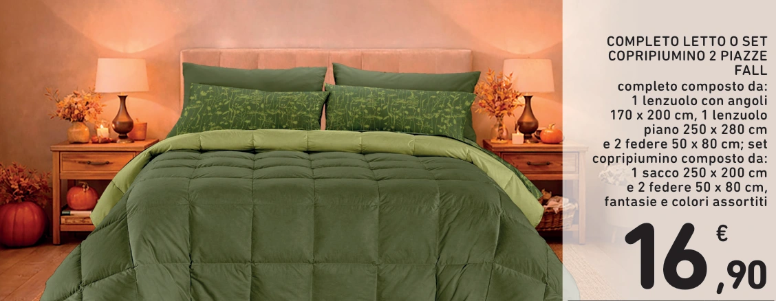 Completo letto o set copripiumino 2 piazze Fall