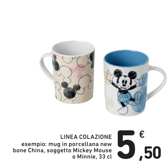 Linea colazione - mug Mickey Mouse o Minnie