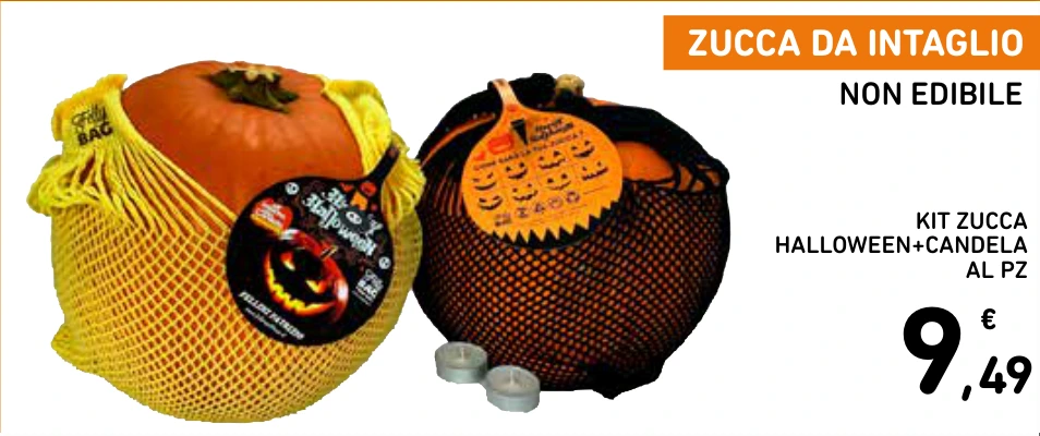 KIT ZUCCA HALLOWEEN+CANDELA AL PZ ZUCCA DA INTAGLIO NON EDIBILE