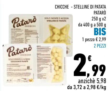 CHICCHE - STELLINE DI PATATA PATARÒ BIS 2 PEZZI