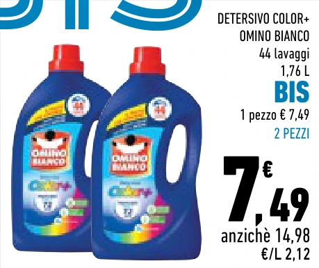 DETERSIVO COLOR+ OMINO BIANCO BIS 2 PEZZI